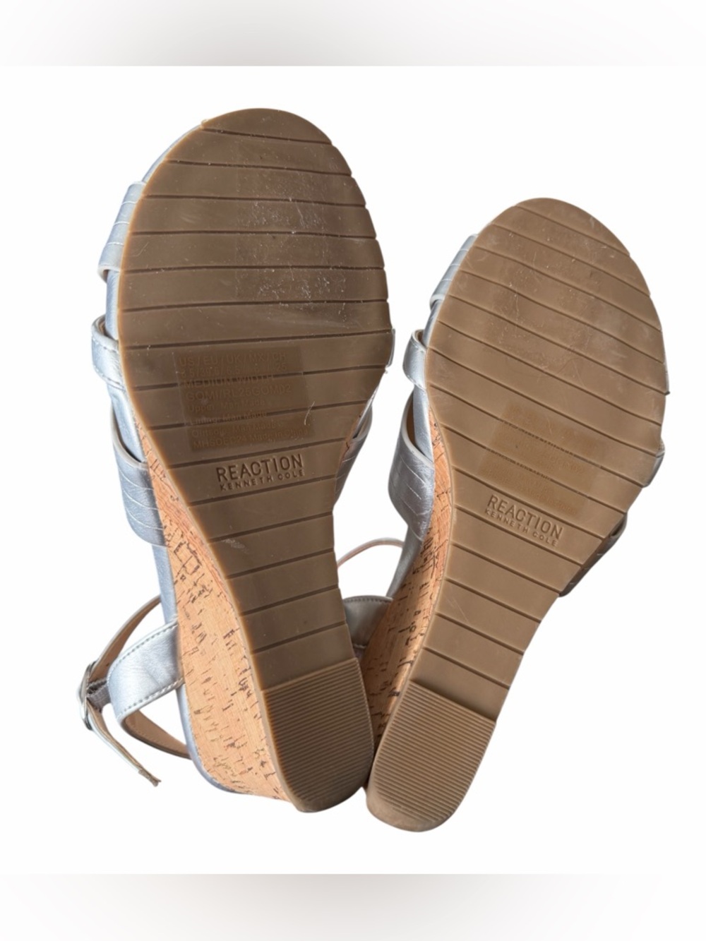 Kenneth Cole Reaction Silver Crisscross Wedge Sandals - Picture 7 of 9
